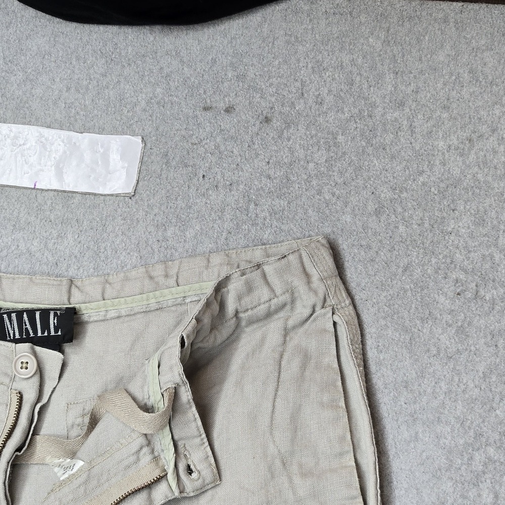 International Male Men Pants 34 Beige Linen Dress Pants Button 30" Inseam - Picture 8 of 14
